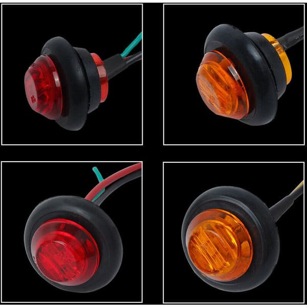 10X 3/4 tommer frigangslamper 12V LED sidemarkeringslys rund trailer lastbil rød