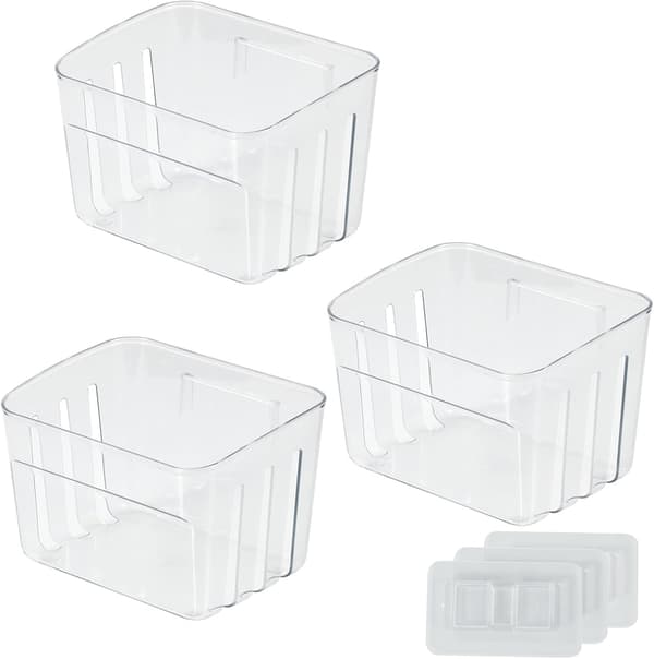 3-pack Storage Organizer, Wall Mounted Kitchen Storage Box, for Cabinets, Pantries, and Drawers