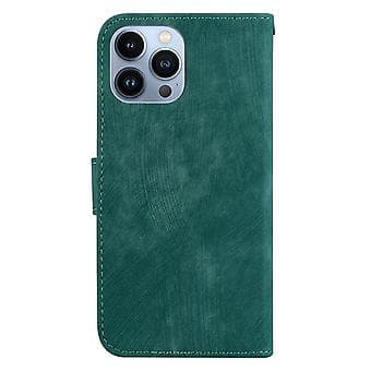 Kohokuvioitu nahkakotelo iPhone 13 Pro Maxille (vihreä)