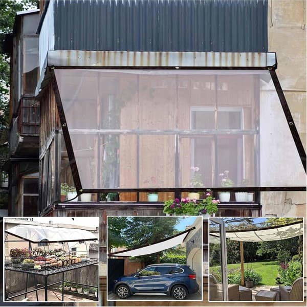 Waterproof Tarp - 2 x 3 m PE Anti-aging Durable Transparent Tarp with Rings