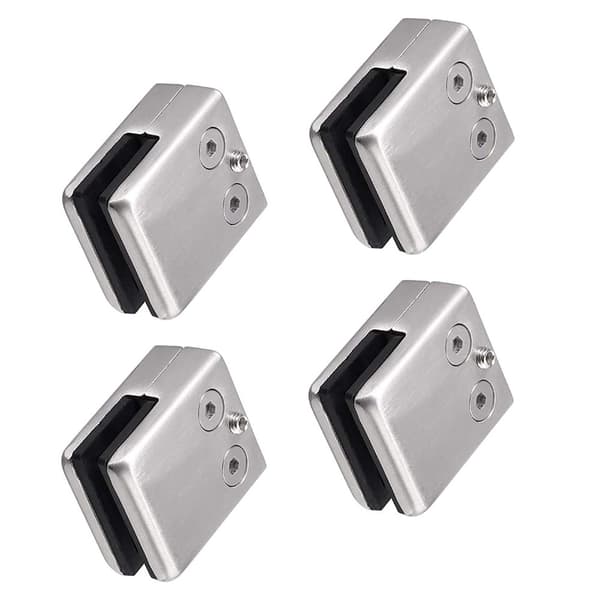4-pack glasklämmor i rostfritt stål - Kompatibla med 8-10 mm glaspaneler - Justerbar glashållare [JUN]