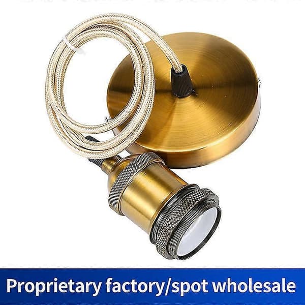 Pendant Lamp Metal Hanging Lamp E27 Lamp Holders with Cable, Lamp Holder Adjustable 90cm Bronze Braided Ceiling Hanging Socket, for Ceiling Lighting