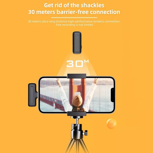 Trådløs Lavalier Mikrofon for iPhone med Ladeetui for Intervjuopptak, Vlogging, Livestreaming
