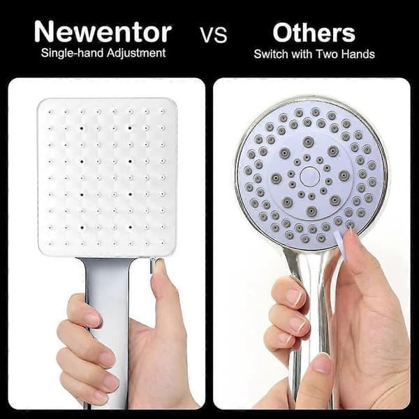 Dusjhode, høytrykksdusjhoder med 6 innstillinger, kun kraftig dusjhode, universelt vannbesparende stort dusjhode sølv dusjhode Silver Shower Head