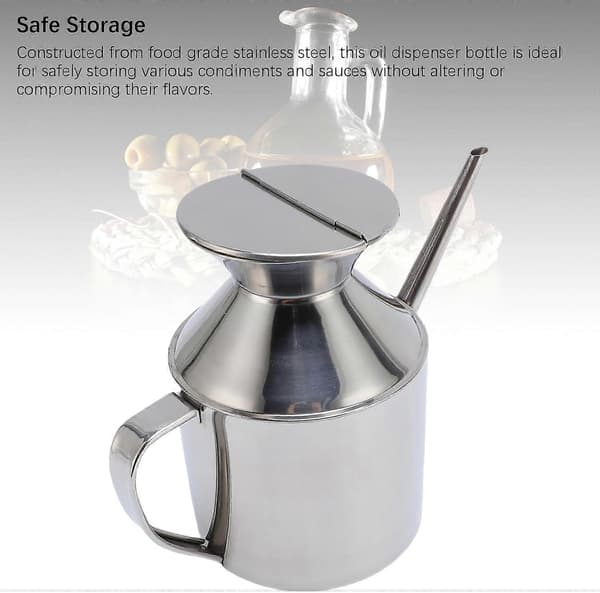 Olive Oil Dispenser 800ml Stainless Steel Can with Long Spout Leak-proof Drip-free Kitchen Container