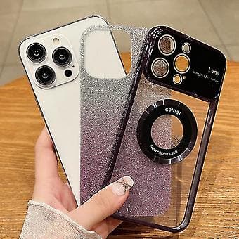 Iphone 14:lle Suuri Ikkuna Magsafe Gradientti Glitter Galvanointi Tpu Puhelinkotelo (Ruusunpunainen)