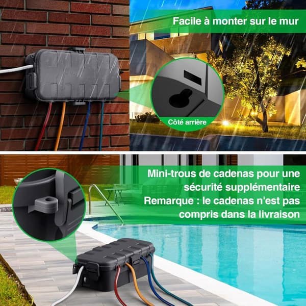 Medium Waterproof Cable Box (34.5x24x12cm) - IP54, Weatherproof, Ideal for Protecting Extension Cords and Power Strips (Grey)