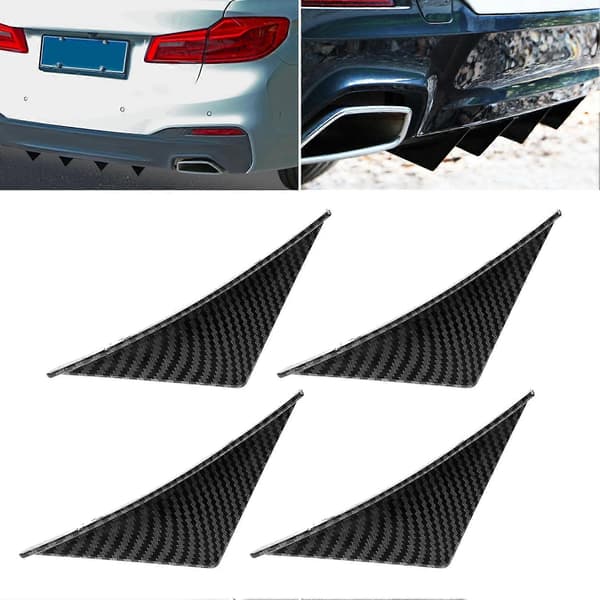 4st Bakre Stötfångarspoiler Kit Splitter med Skruv Diffuser Biltillbehör Universal Kolfiberstil