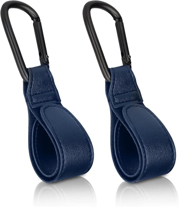 2-pack Buggy Clips Barnvagnskrokar, Läderhandtagsväskhållare, Väskkrokar för barnvagnar, Barnvagnsclips, Barnvagnskrokar för väskor, Marinblå