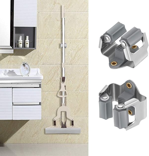 Vægmonteret kost- og moppeholder, Vægmonteret kost- og moppeholder, Vægmontering