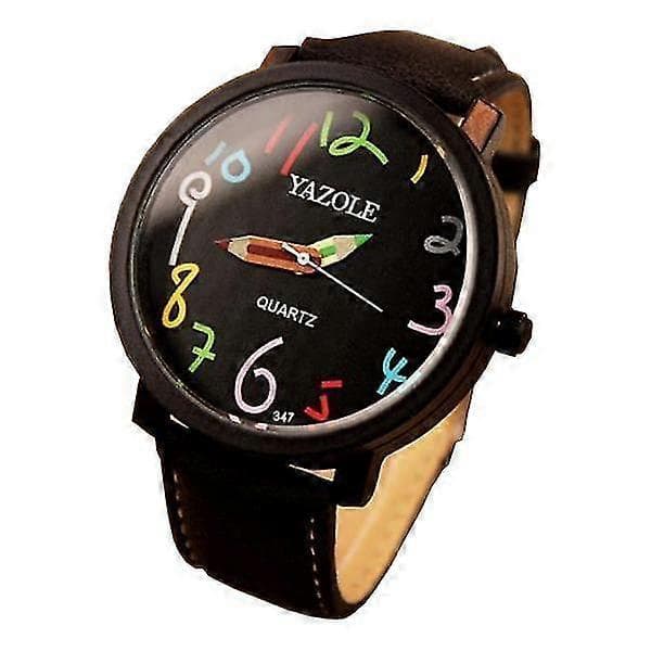 YAZOLE 347 Mode Læderarmbånd Dame Kvarts Ur Casual Farverig Ciffer