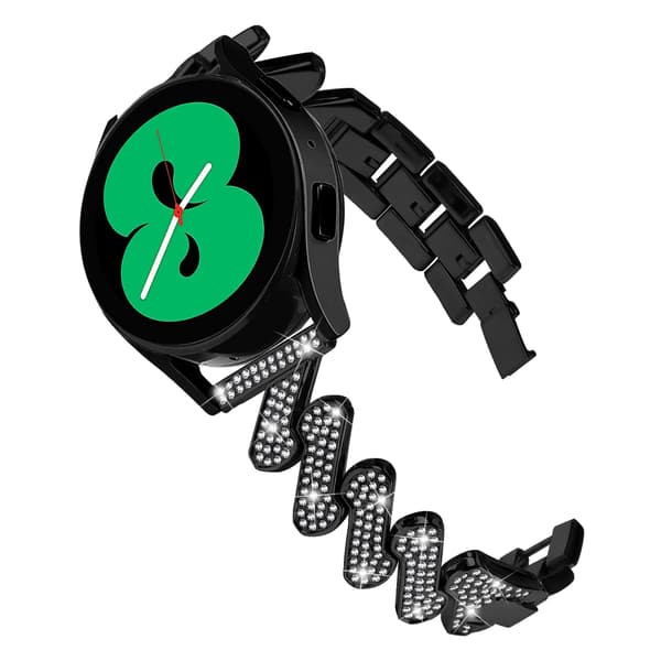 Erstatningsrem (sort) til Galaxy Watch 5/Watch 4, 20 mm rustfrit stål