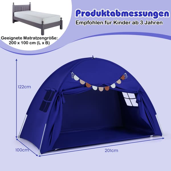 Twin Bed Tent for Kids, Foldable with Two Windows