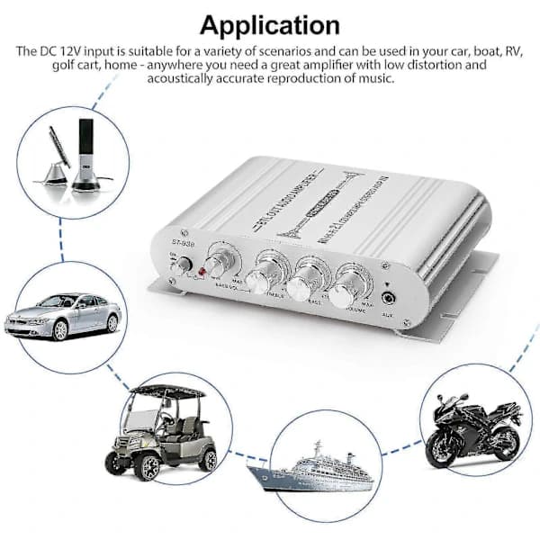12V 400 Watt Car Stereo Amplifier 2.1 Channel Hifi Speaker Power Amplifier System Outdoor
