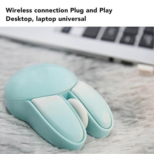 Cute Rabbit Wireless Mouse 2.4G Adjustable DPI Sensitivity 10m Effective Range Battery Powered Silent Mouse Gaming Mice Blue