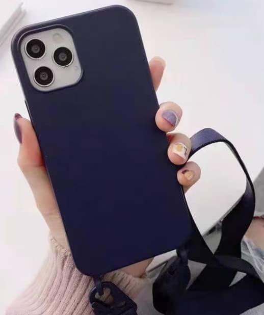 Deks Kompatibel med iPhone 13 Crossbody Silikon Myk Matt, Justerbar Halsrem Stilig Støtsikkert Deks - Mørk