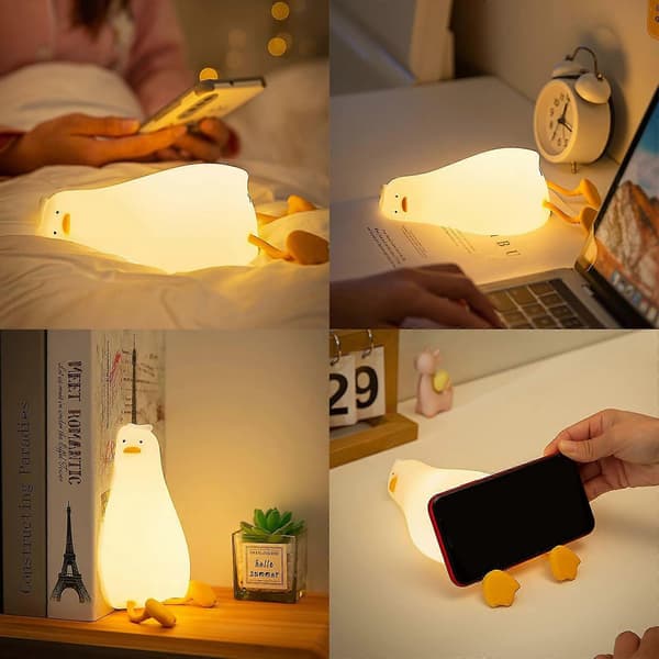 Cute Night Light for Kids, Dark Duck Sleep Lamp with Touch Sensor, Baby Silicone Night Light, Rechargeable Battery, Dimmable