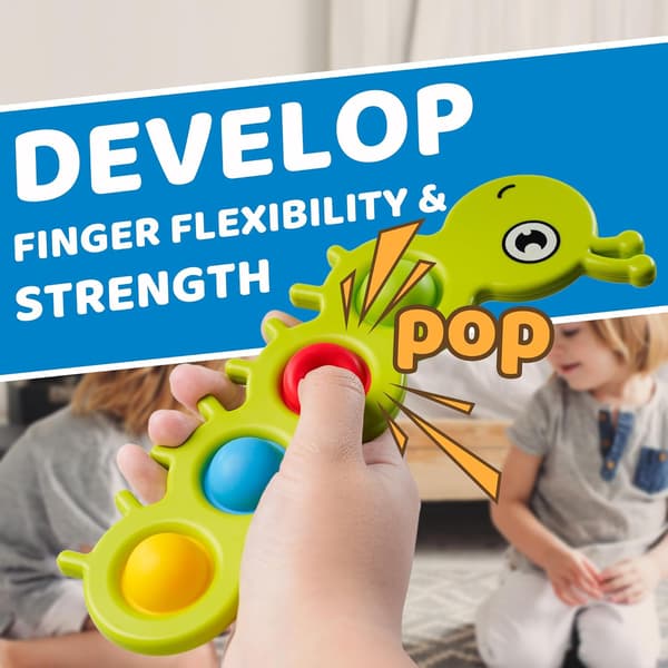 Fidget Popper Sensoriska Leksaker för Bebisar 10+ Månader, Montessori Aktivitetsleksak och Poppande Bubblor Finmotorik (2 Pack)
