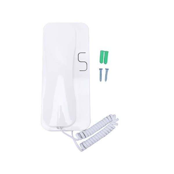 Veggmontert fasttelefon – lett design med demping/oppringing – kontor/hotell – hvit