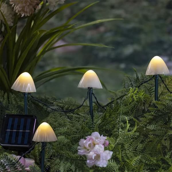 12-LED solcellelamper svamp udendørsbelysning lamper havedekoration varm hvid LED havelampe