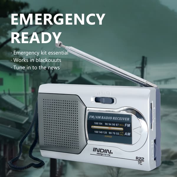 Portable Battery-Powered AM/FM Radio Adjustable Antenna