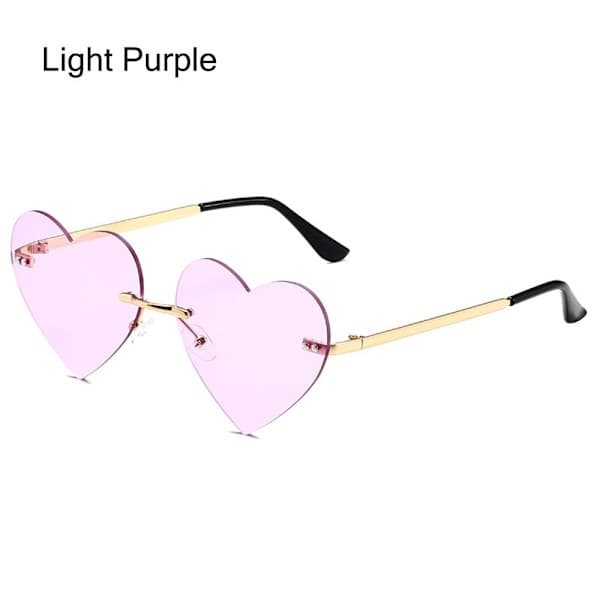 Hjerteformede rammeløse solbriller, lyslilla hippie-solbriller LYSLILLA Lyslilla Lyslilla Light Purple