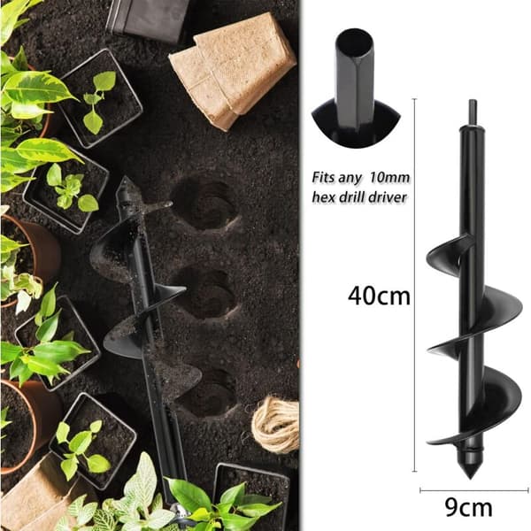 Hagebor – 9 x 40 cm – For batteridrill – Med robust skaft – Perfekt for planting, blomsterpotter, graving av hull