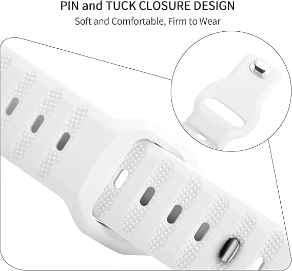22mm Silicone Watch Band, Unisex, Adjustable Buckle, Quick Release, White Sport Strap, Compatible with Smartwatches