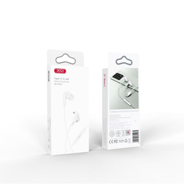 USB-C in-ear headphones for Samsung / iPhone 15, 16 and mobile with USB-C connector, white White Vit