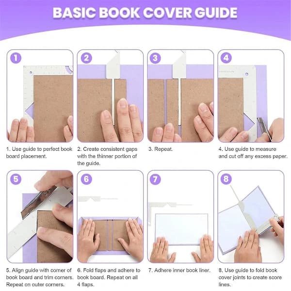 5-in-1 Book Cover Guide, Bookbinding Kit, Bookbinding Tool for Making DIY Book Covers