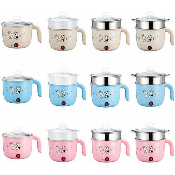 Mini 1.8L Multifunktionel Elektrisk Hot Pot, Dampkoger og Suppekoger i Rustfrit Stål, Beige-FY-
