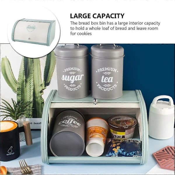 Bread Box Iron Large Capacity Food Storage Container for Kitchen Home Bakery Cafe 31.5 x 25.5 x 17 cm