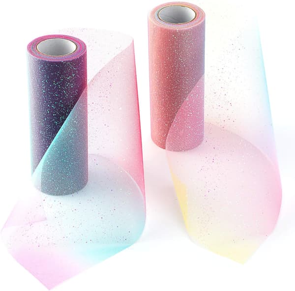 Regnbueglittertyll, Tutuskjørt, Tutu, Bordløperbånd