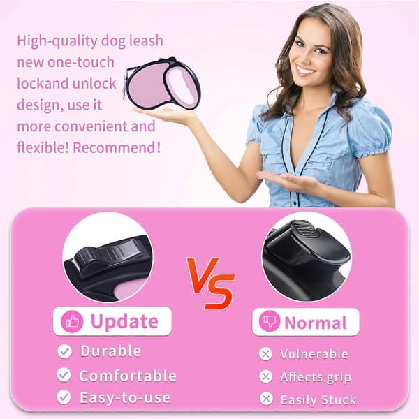 Retractable Dog Leash, 5M/16FT Extendable Dog Leash 360 Tangle-Free Smooth & Durable Nylon Tape with Anti-Slip Handle