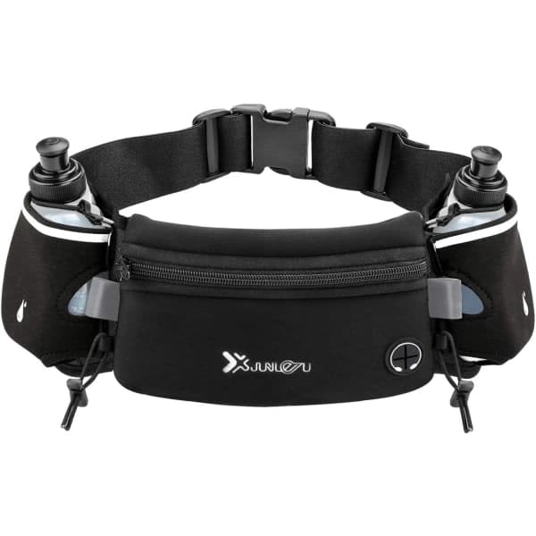 Hydration Belt with Water Bottles, Adjustable Sports Waist Pack for iPhones, Waterproof