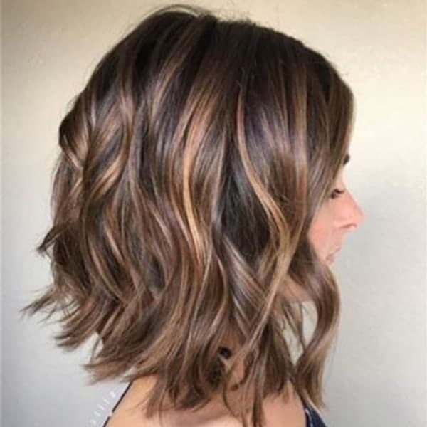 Women's Shiny Wig Wavy Short Wig Synthetic Party Wig Gradient