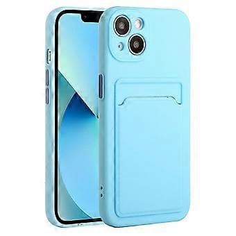 Kompatibelt TPU-beskyttelsesdeksel til iPhone 15, fallsikkert bakdeksel med kortholder (Azure)