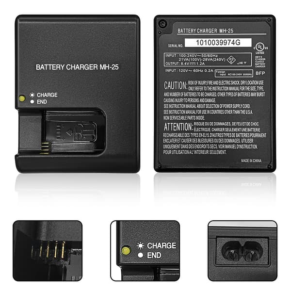 Oplader til Nikon D810 D800 D750 D610 D7100 D7200 D850 Z6 MH-25 Batteri