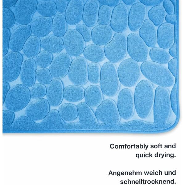 Badematter i Memory Foam – Sklisikre badematter – Hurtigvaskbare og renseribare badematter (40 x 60 cm) - (Blå)