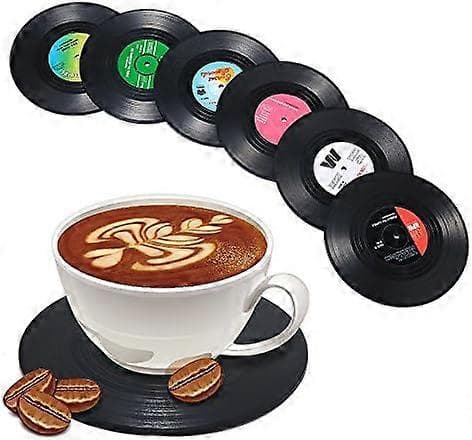 Coasters for Drinks, Funny, Absorbent, New 6-pack Vinyl Record Coasters, Effective Desktop Protection to Prevent