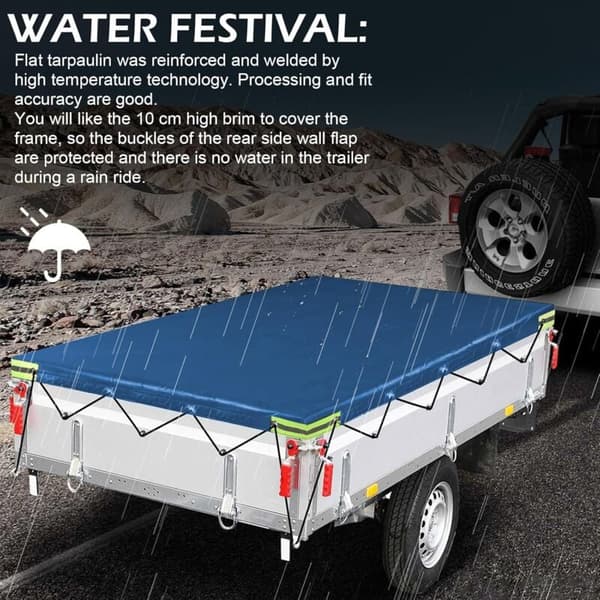 Trailer Tarp - 208 x 114 x 13 cm - Waterproof and Tear-Resistant - Universal - For Car Trailers