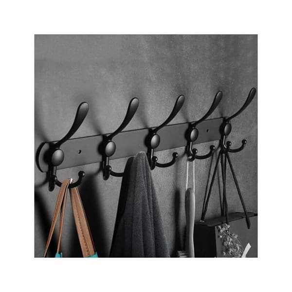 Wall-mounted 5-hook coat rack, stainless steel for bathroom or living room