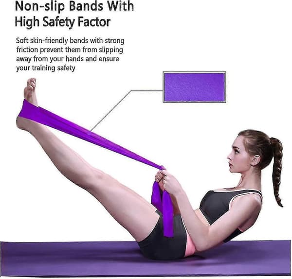 Sæt med 3 træningselastikker med 3 modstandsniveauer, træningselastikker til pilates