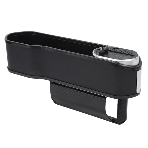 Bilsete Gap Filler Organizer med ladefunksjon DC12 til 24V Konsollside Oppbevaringsboks Universal for biler