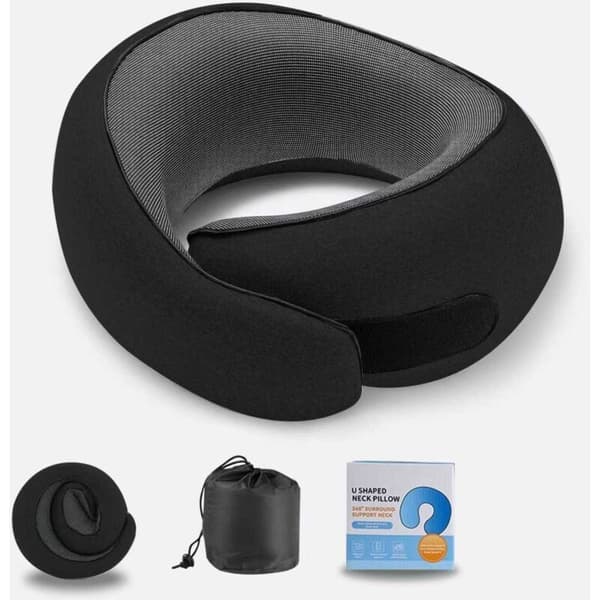 Memory Foam Travel Pillow for Airplane Car Compatible with All Brands Headrest Comfortable Sleeping Pillow