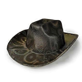 Varmpresset stoffhatt Fedora Western Topphatt Jazzhatt Blingbling Party Hodeplagg Dame Hodeplagg Kostymehatt Gull (Gull)