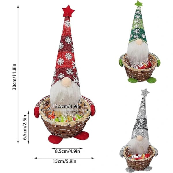 Christmas Candy Basket, New Santa Rudolph Doll Candy Storage Basket, Cute Faceless Doll Decoration