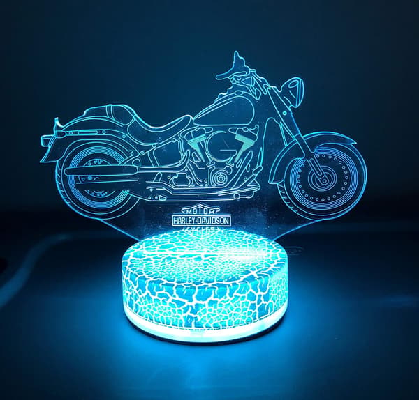 3D LED Natlampe Kompatibel med Harley Davidson Motorcykel 7 Farver[JUN]
