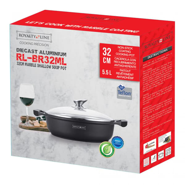 Royalty Line RL-BR32M: Marmorinen matala keittopata 32cm