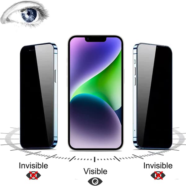 3-PACK Compatible with iPhone 14 Screen Protector Anti-Spy HD 0.3mm Black Svart